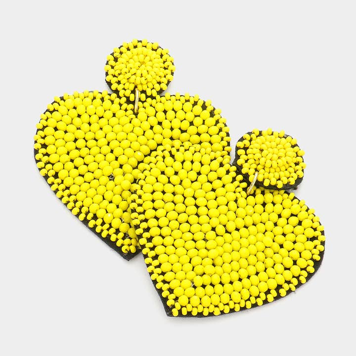 Felt Back Beaded Heart Dangle Earrings for wholesale by Sensibling Corp.