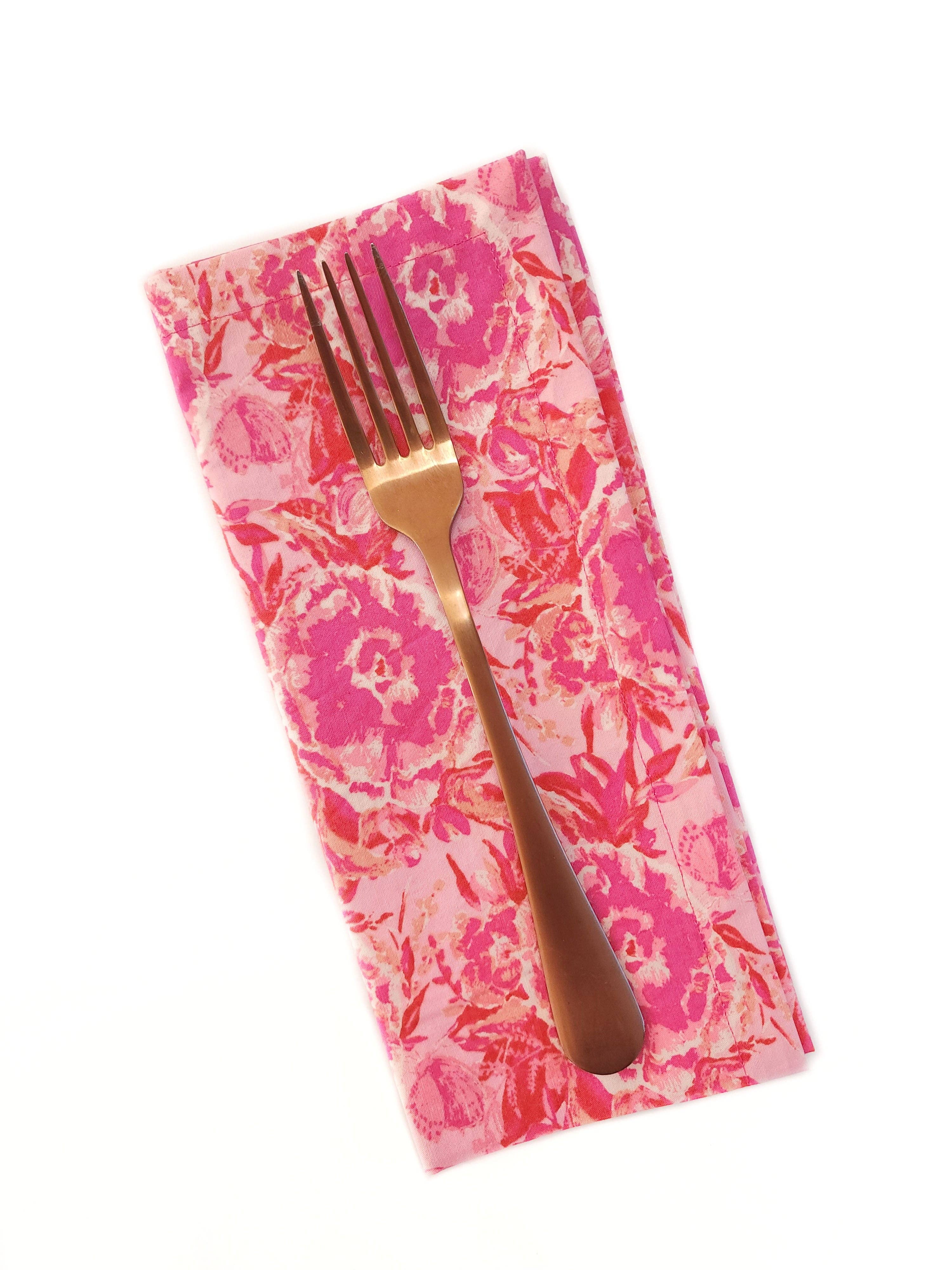 90 West Linen Co. - Wholesale Dinner & Cloth Napkin - Maximalist Pink Floral Cloth Napkins, Set of 48