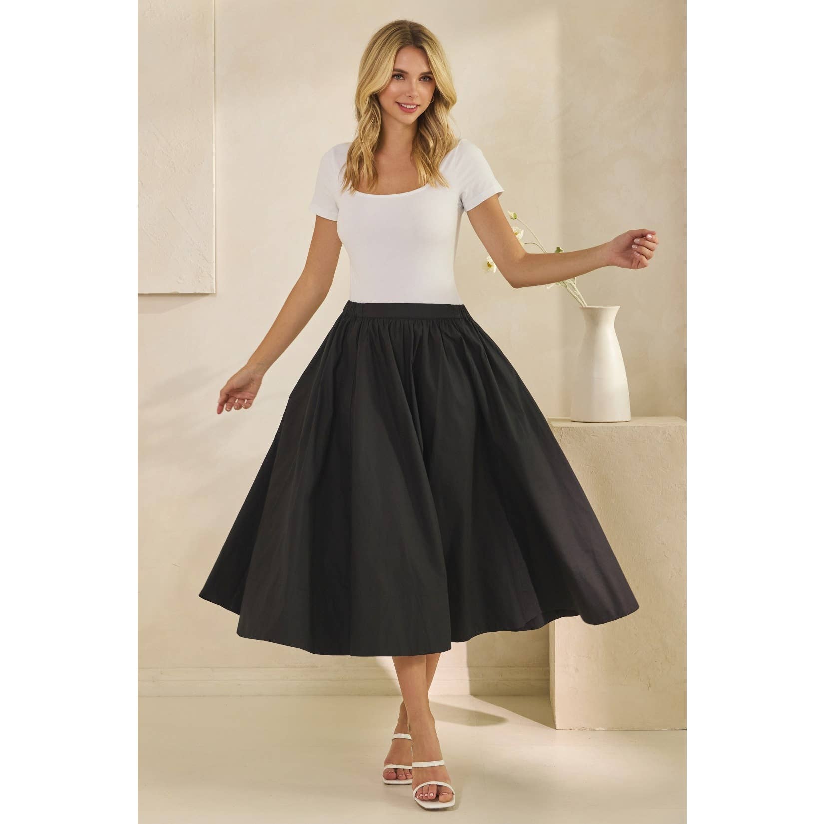 Veveret - Wholesale Skirt - Women's - Midi Pull on Skirt0