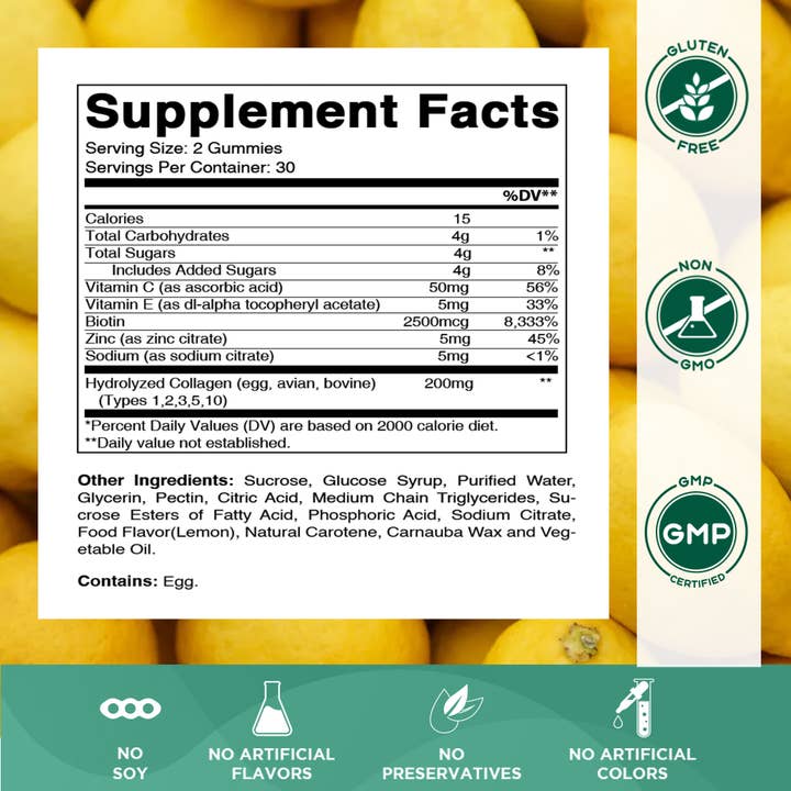 Vitamatic - Wholesale Oral Supplement/Vitamin - Vitamatic Hydrolyzed Collagen Gummies with Zinc and Biotin1