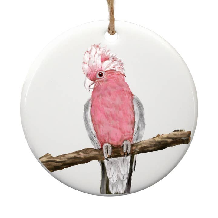 Galah Cockatoo Ceramic Ornament for wholesale by MerikaArt