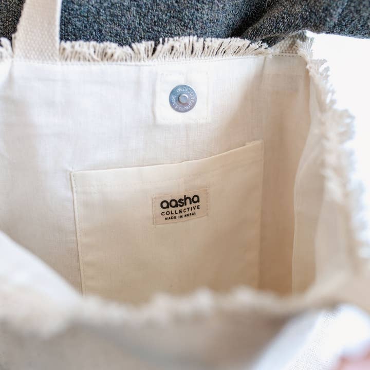 Aasha Collective - Wholesale Tote Bag - Women's - Wistful Wildflowers Everyday Tote in Natural3
