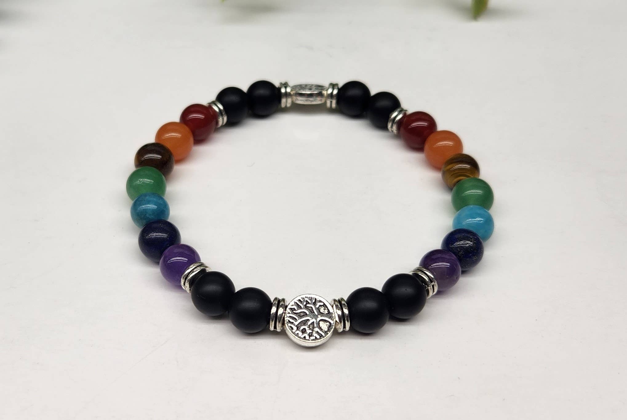 Meraki Gemstones - Wholesale Beaded Bracelet - Chakra-Tree of Life Stretchable Bracelet 8mm -7.5" Long2
