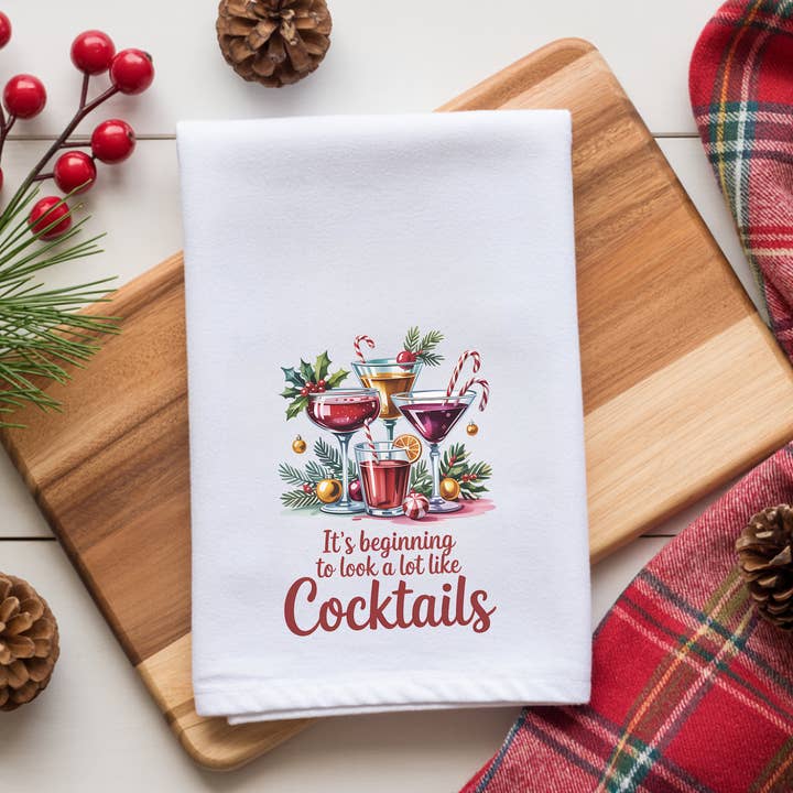 Designs By Hope Yoder - Wholesale Tea Towel - Holiday Dish Towel | Cocktails