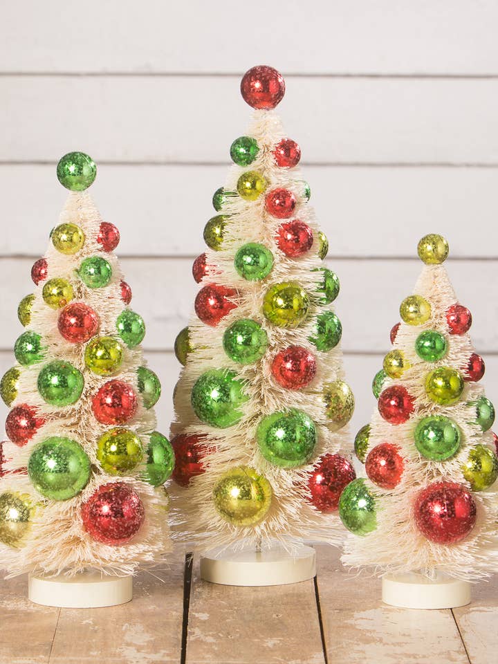 Retro Christmas Polka Dot Bottle Brush Trees for wholesale by Bethany Lowe Designs