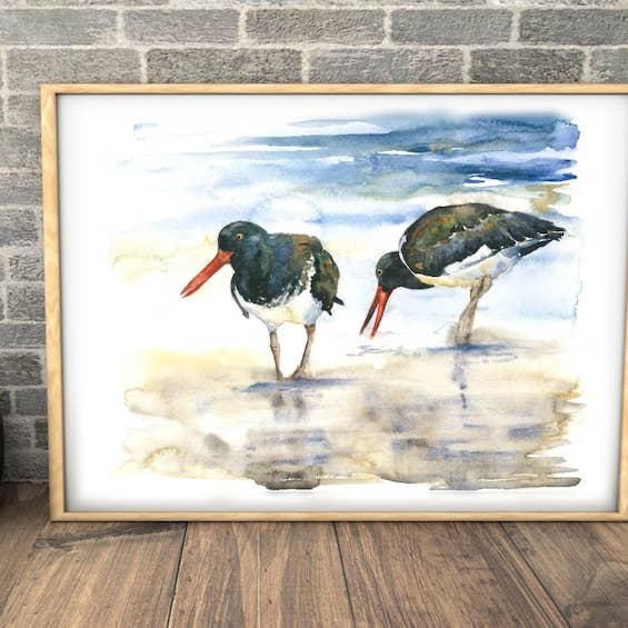 "Oystercatchers" Fine Art Print for wholesale by Naomi Neale Art