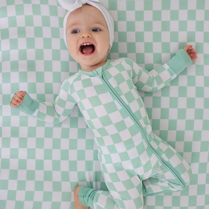 Dream Big Little Co. - Wholesale Cot/Crib Sheets - MINT CHECKERS DREAM CRIB SHEET4
