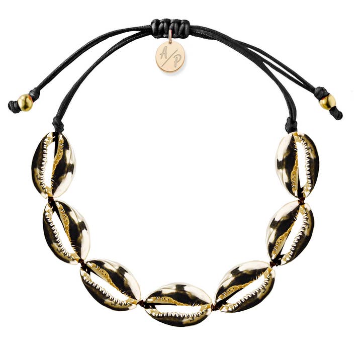 Mini Shells Bracelet - 14k Gold on Black for wholesale by Adriana Pappas Designs