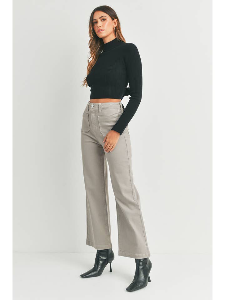 JUST BLACK DENIM - Wholesale Jeans - Women's - BP433J - MOONSTONE - Patch Pocket Wide Leg
