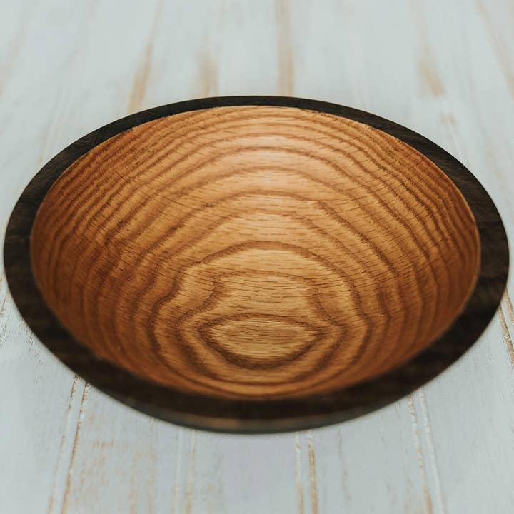 Holland Bowl Mill – Großhandel Dekorative Platte/Teller/Schüssel – Ebonisierte rote Eiche — 20,3 cm große Schale/Bienenöl-Oberfläche