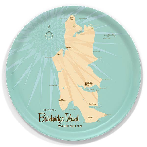 Bainbridge Island Washington Round Serving Tray for wholesale by Trays4Us