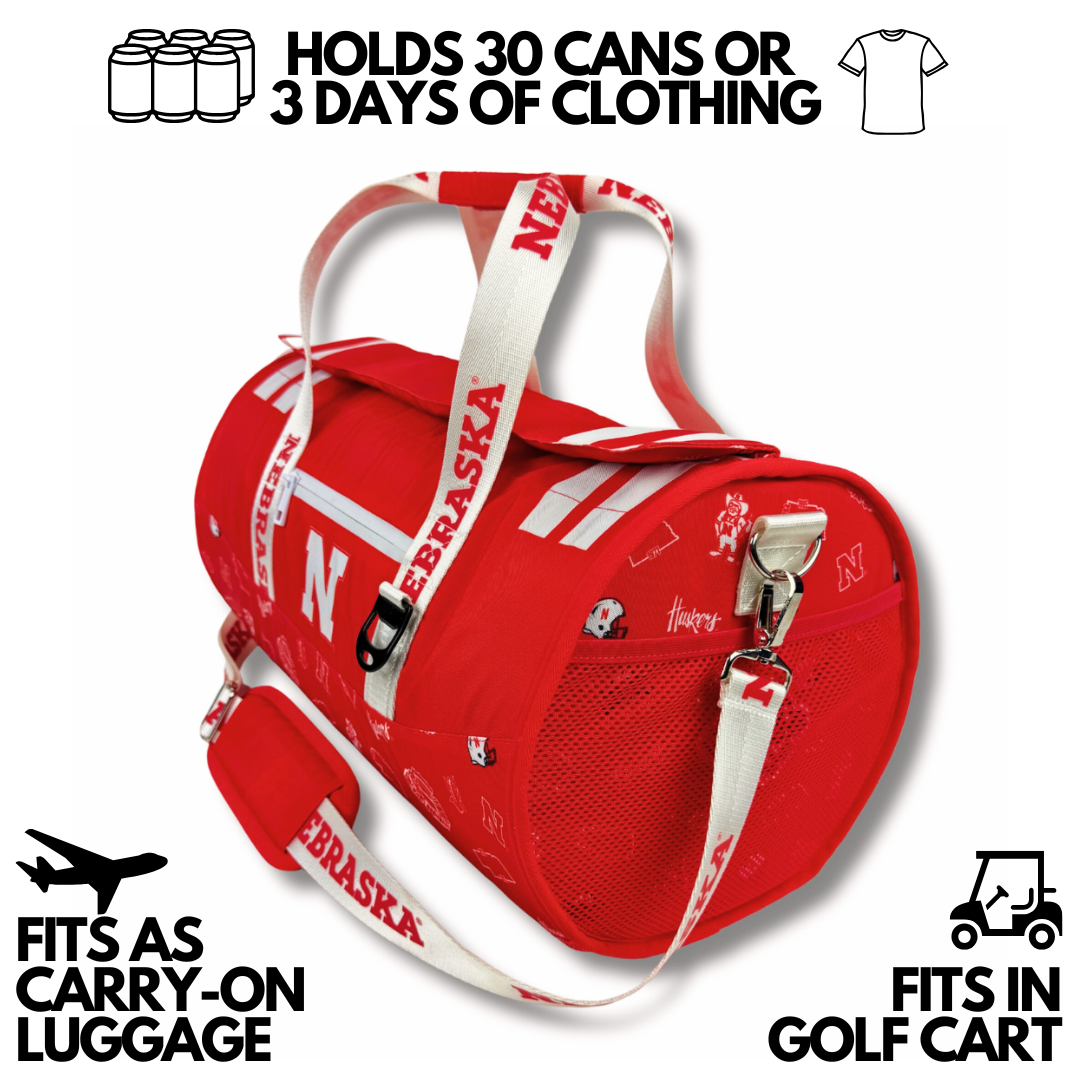 Varsity Cooler - Wholesale Cooler/Cooler Bag - University of Nebraska Duffle Cooler1