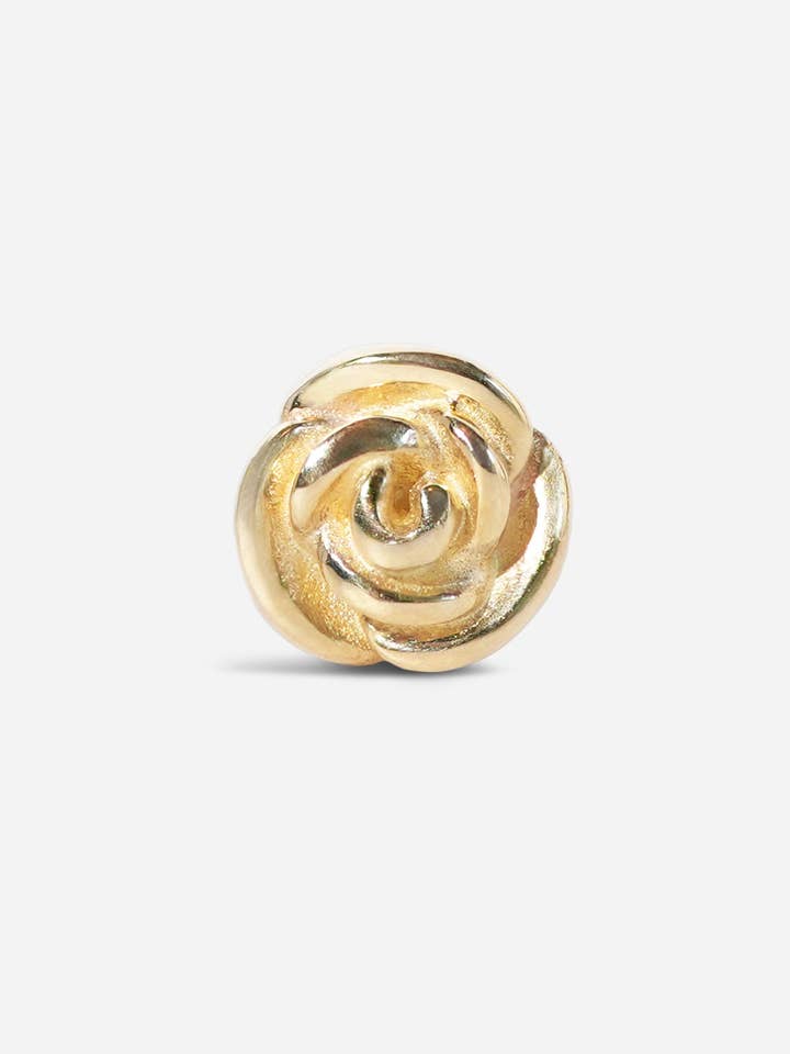 Gold Rose Threaded Flat Back Earring | Single for wholesale by Porter Lyons