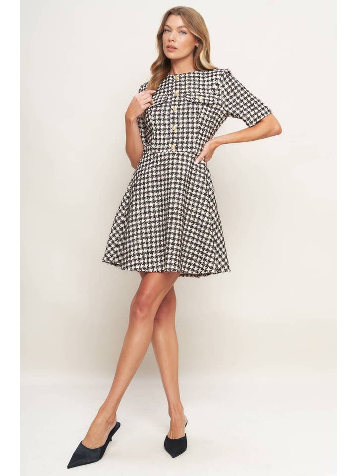 IVORY BROWN A tweed mini dress - ID21641-T for wholesale on Faire7