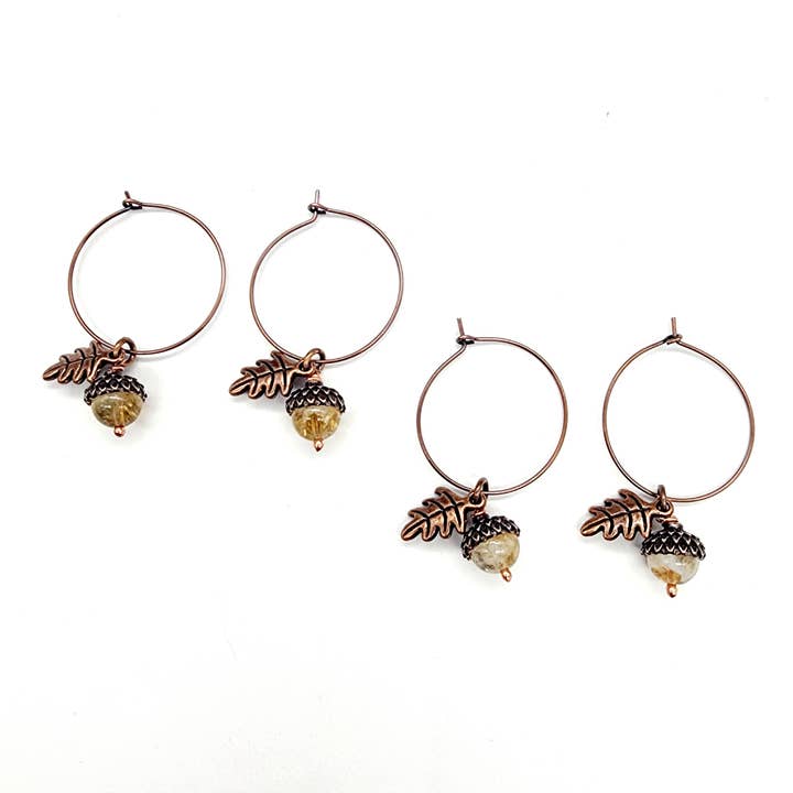 MergingMetals - Wholesale Dangle Earrings - Acorn Earrings-Citrine