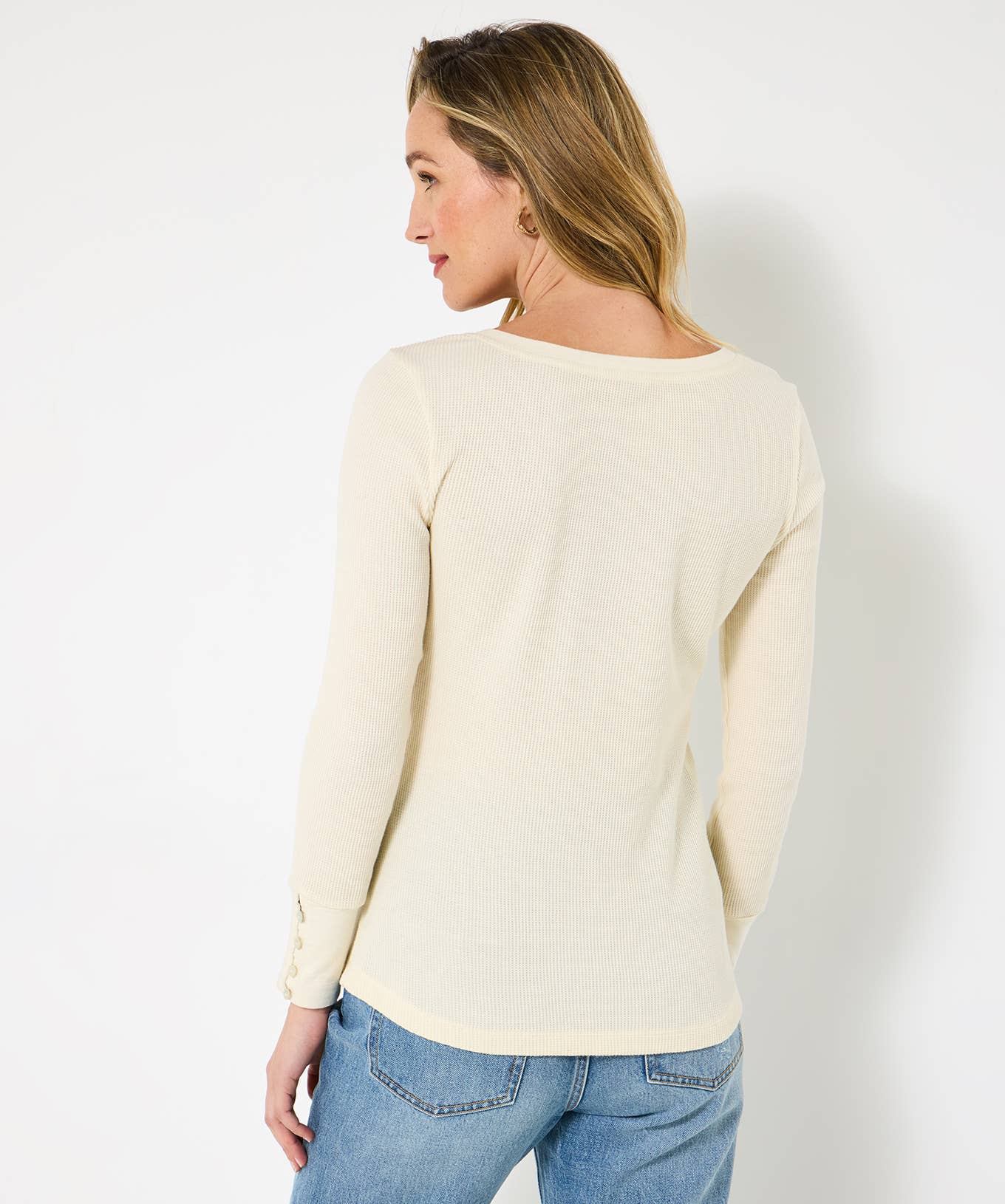 Cream Exquisite Embroidered Henley Top for wholesale on Faire5