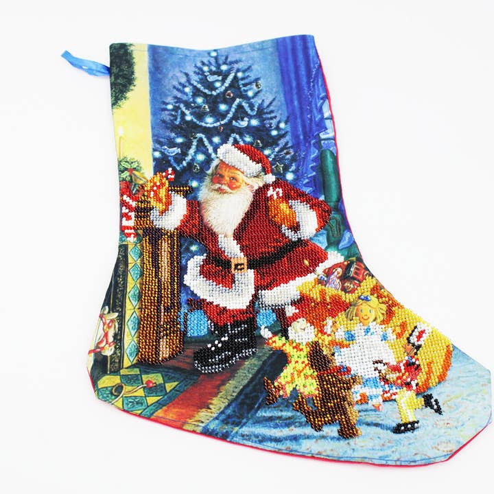 Embroidery Santa Christmas Stocking Season Party Decor Fireplace Hanging Ornament Children Gifts for wholesale by Ninolia