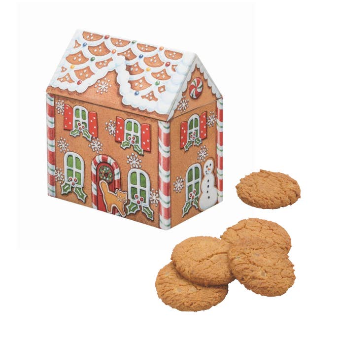 Dana Kubick - Large Gingerbread House Tin With Biscuits for wholesale by Tin Treats