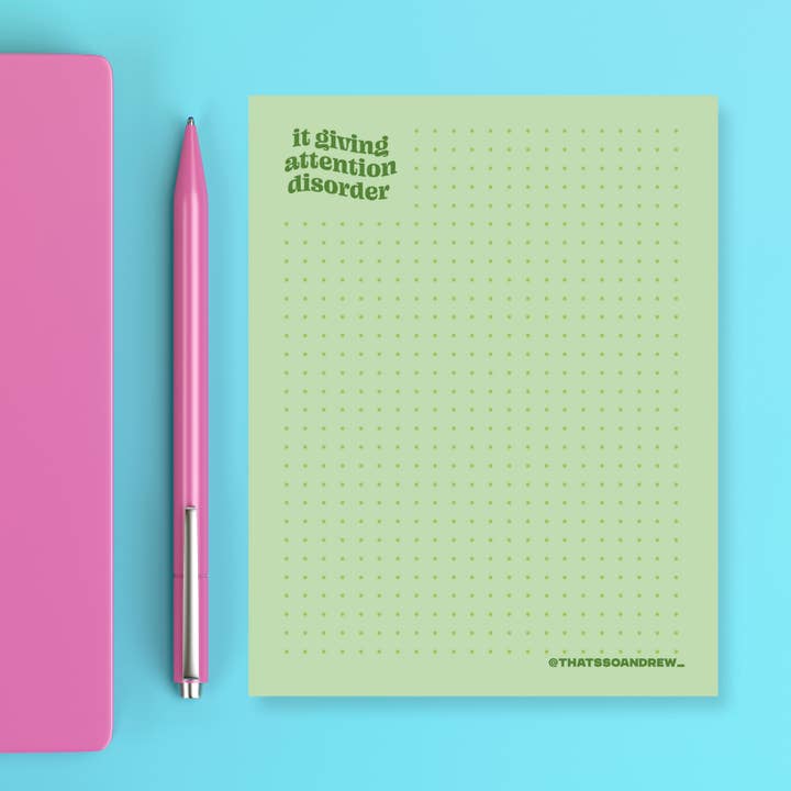 That’s So Andrew - Wholesale Notepad - It's Giving Attention Disorder - Snarky & Colorful Notepad