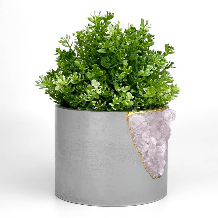 Planters Made in the USA – Vaso de plantas por atacado – PLANTER QUARTZ ROSE 6 polegadas, plantadora geode grande, vaso cristal4