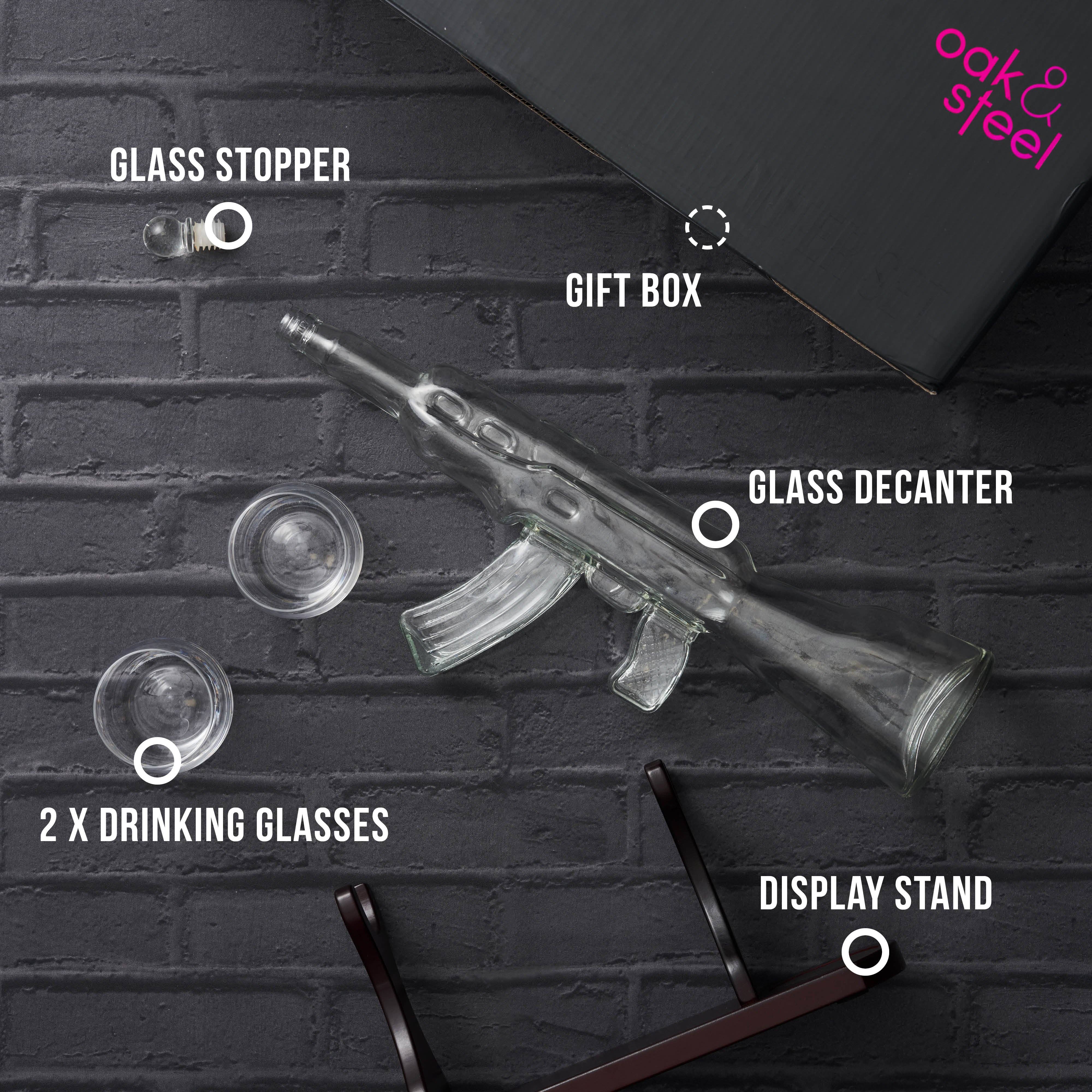 Oak & Steel - Vendita all'ingrosso Decanter - Set decanter per whiskey a forma di fucile3