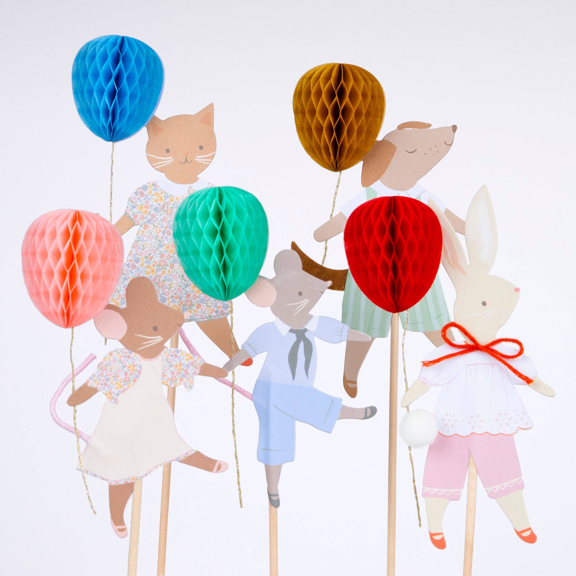 Meri Meri – Großhandel Kuchen-/Cupcake-Topper – Meri Meri Tier-Figurinen mit Luftballons – 5er-Set0