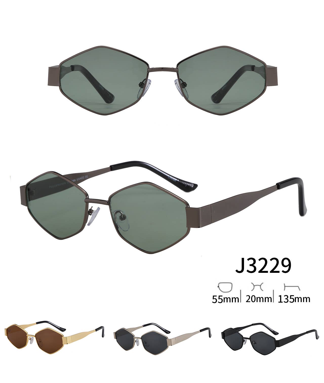Prime Opticals - Wholesale Sunglasses - Unisex - J3229, Trendy Prism Lens Sleek Designed Arms0