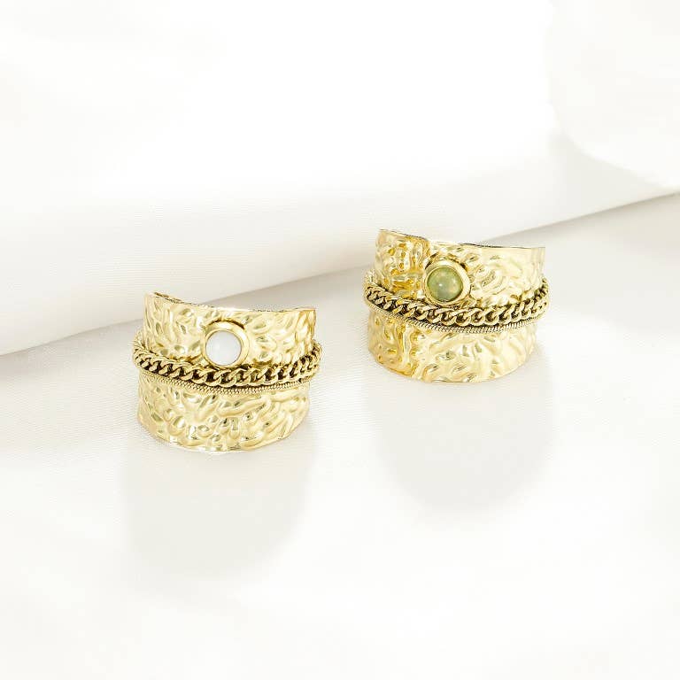 Kapyco - Wholesale Cocktail/Statement Ring - Aventurine ring in stainless steel - BG310196OR-VR1