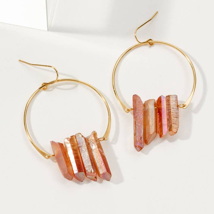 Luna Norte - Wholesale Dangle Earrings - Super Nova Earrings- Peach Quartz