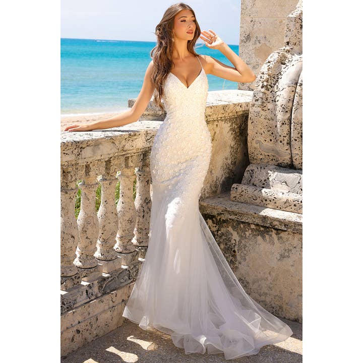 Bedst sælgende havfruekjole med 3D blomsterapplikationer for engroshandel hos Babyfox Apparel