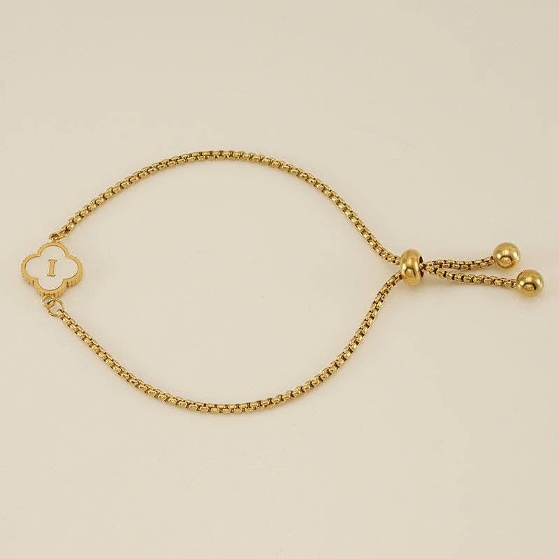 Perimade & Co. LLC - Vendita all'ingrosso Braccialetto con ciondolo/pendente - Bracciale con Quadrifoglio e Iniziale in Acciaio Inossidabile8