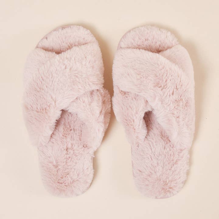 Cross Over Open Toe Plush Slipper - Milan Pink and other Purchase Wholesale thong slippers. Free Returns & Net 60 Terms on Faire trending on Faire.