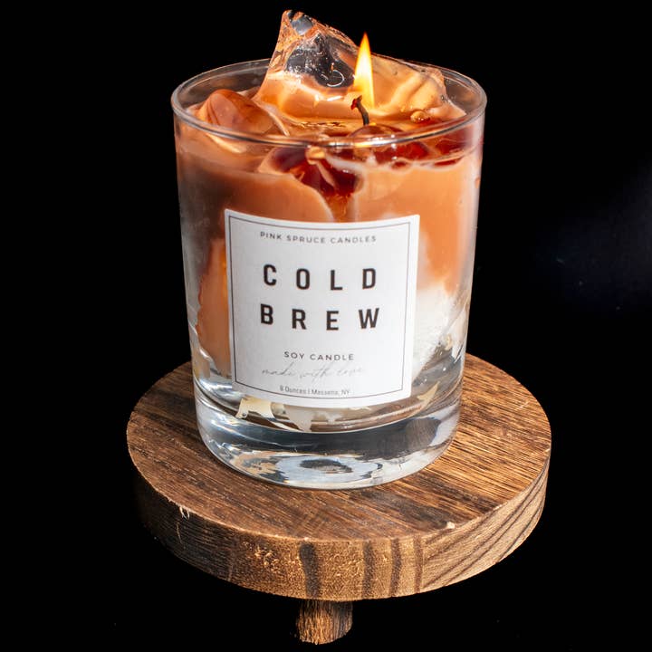 Pink Spruce - Wholesale Jar/Filled Candle - Handpoured Soy Wax Cold Brew Iced Coffee CandleÂ