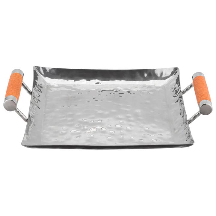 8 in x 8 in Hand Forged Stainless Steel Square Tray With Sha for wholesale by VIVO