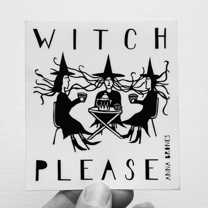 Autocollant "Sorcière, s'il te plaît" pour la vente par Anna Brones