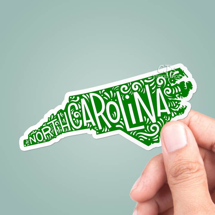 Autocollant en vinyle coloré de l'État de Caroline du Nord pour la vente par CJ's Sticker Shop
