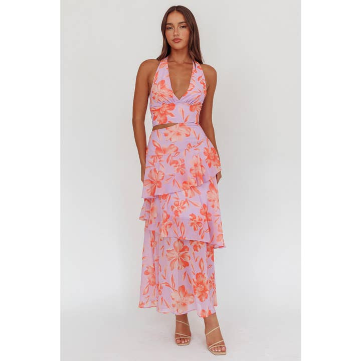 SLEEVELESS FLORAL MAXI DRESS / SR1484F for wholesale by One and Only Collective