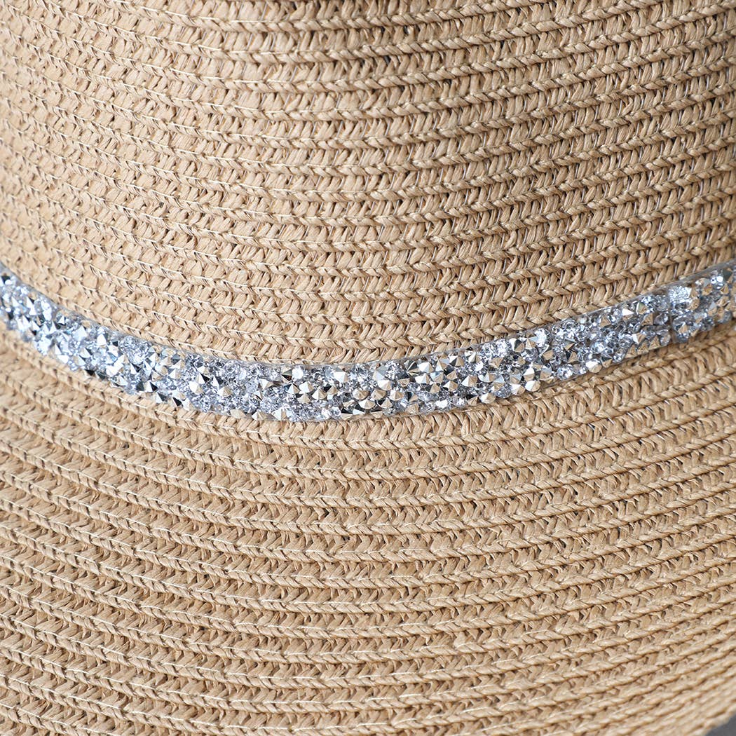 Fashion City – wholesale Cowboyhatt - Dam – Panamahatt cowboy med strå och band av strass3