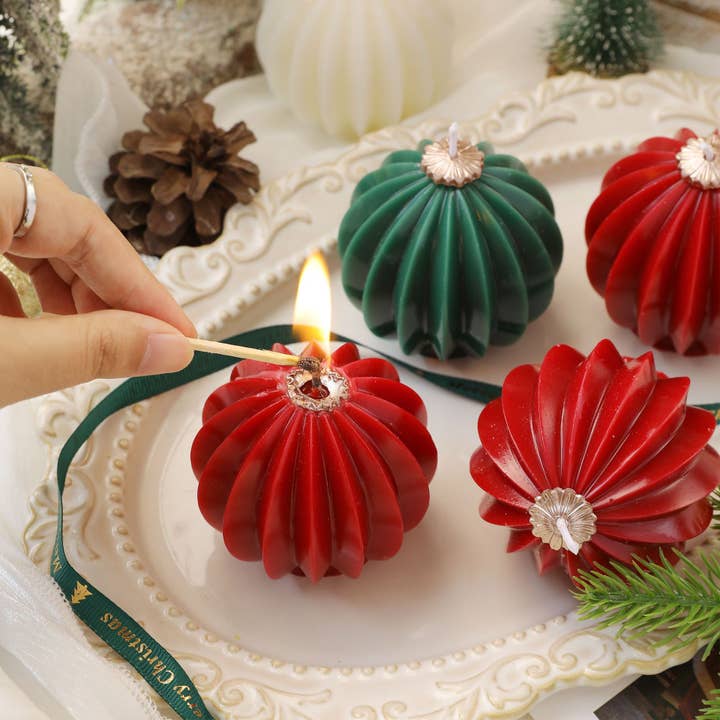 Candles Meta - Wholesale Novelty Candle - Christmas Pleated Ball Home Ambience Decor Scented Candle7