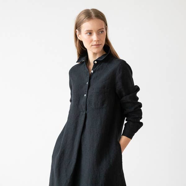 Linen Dress Black Camilla for wholesale by LinenMe