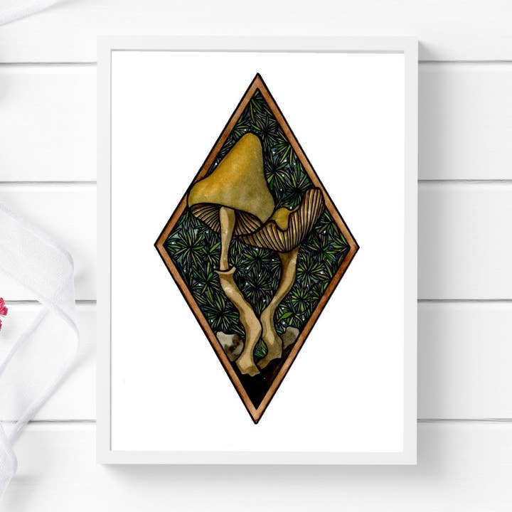 Aquarelle « Champignons dansants » : Impression d'art pour la vente par PinkPolish Design