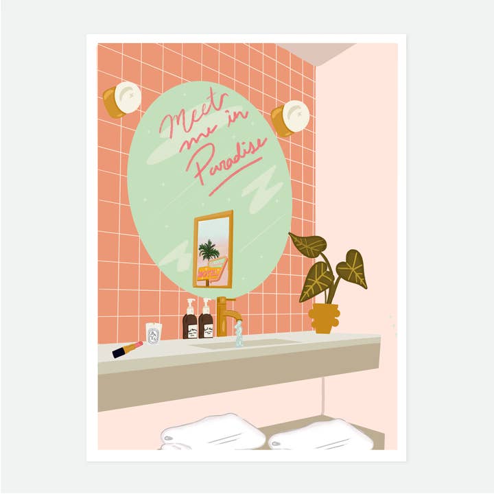 Meet Me In Paradise Art Print for wholesale by The Palmera Design Studio