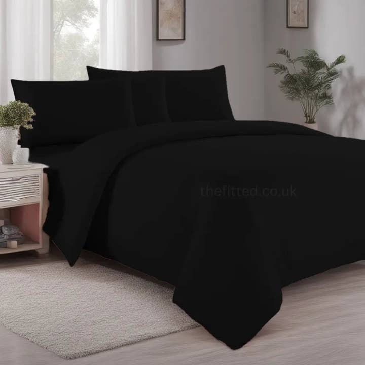The Fitted Sheets – wholesale Bedding set – Black Mfiber Plain Duvet Cover Set with Matching Pillowcase2