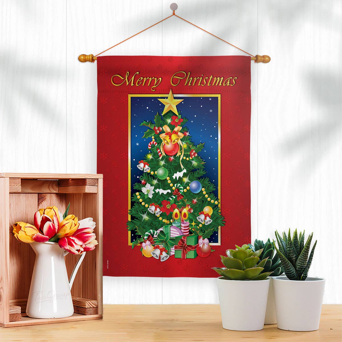 Two Group Flag Co – Engroshandel Flag – Glædelig juletræ Wintertime Decor Flag2