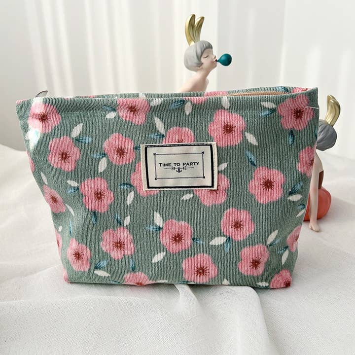 Funkyrel® Atzbranding Limited - Wholesale Makeup/Cosmetic Bag - Cosbai - Corduroy Floral Cosmetic & Storage Bag