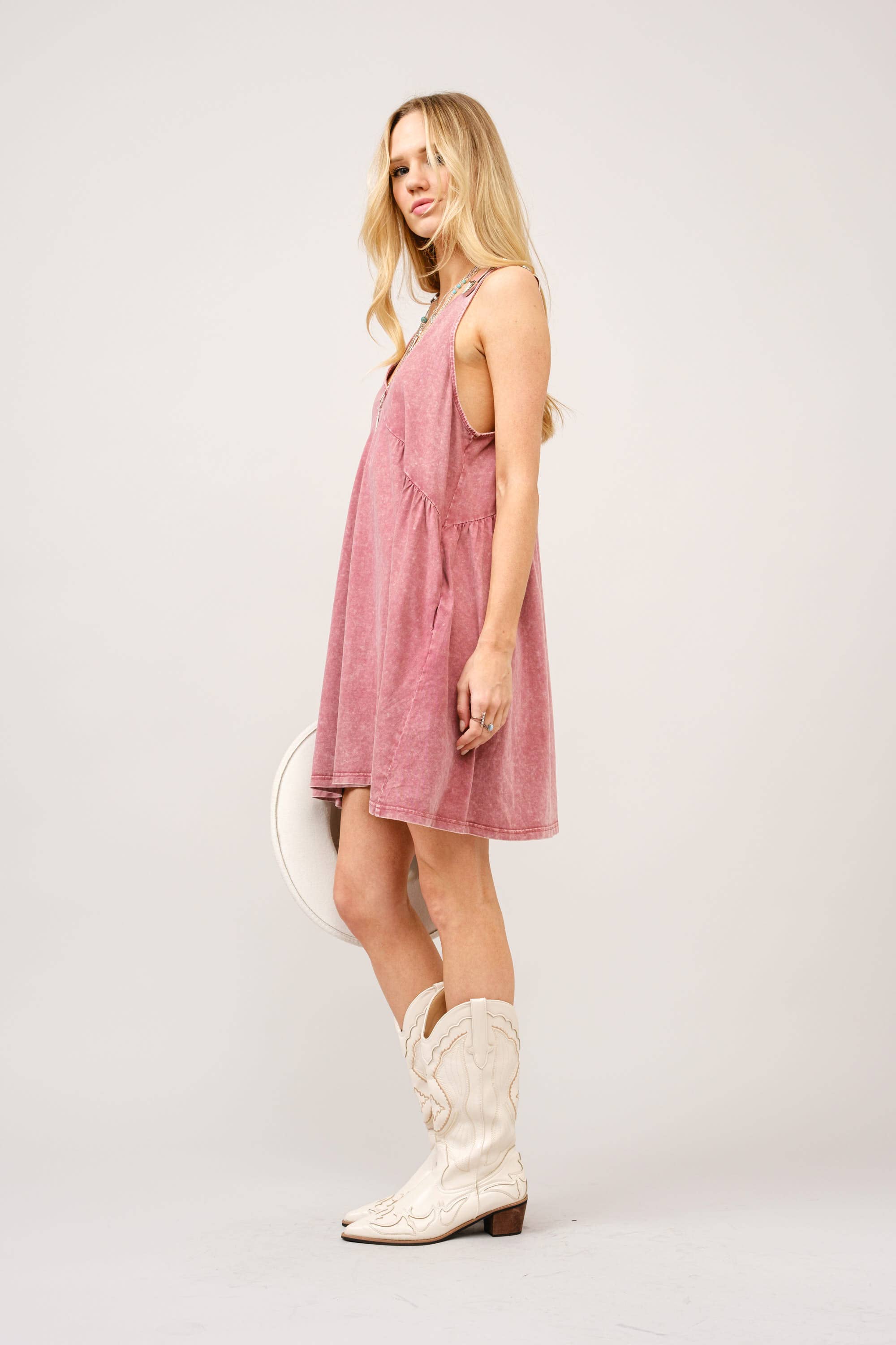 Blue B - Vendita all'ingrosso Vestito - Donna - 23219D - Abito da babydoll con scollo a V profondo e fibbia10