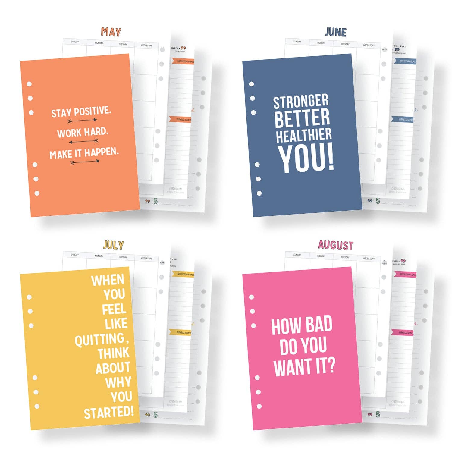 Pukka Pads North America – Agenda por atacado – Inserções de planejador Fitness A52