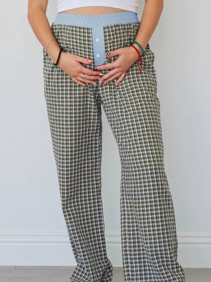 Brown Preppy Gingham Boxer Pants for wholesale on Faire2