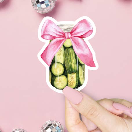 ShopSourSweetener - Wholesale Sticker - Coquette Pickle Jar Sticker, Just A Girl, Trendy Aesthetic