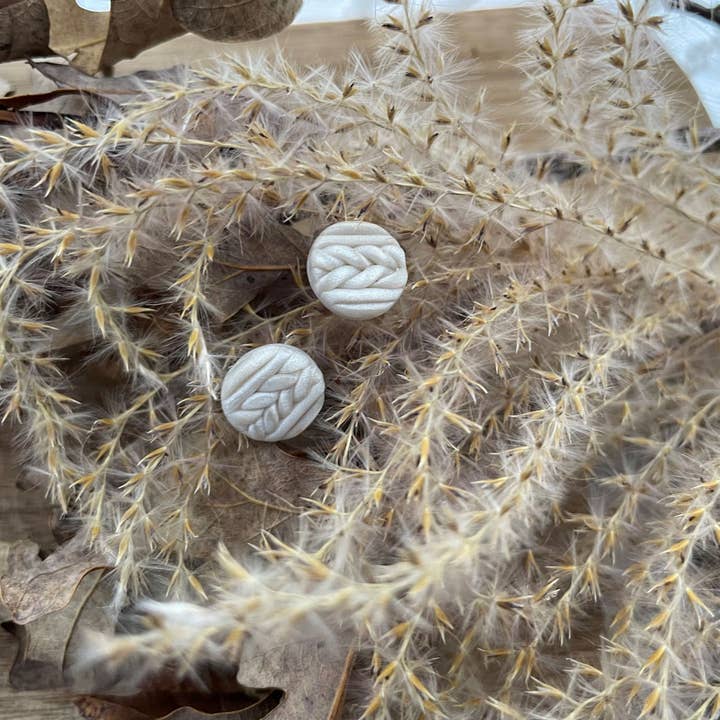 Monty and Mirabelle – wholesale Jewellery set – Dottie / Post Earring Set / Fall Earrings Posts / Knit Pattern / Blue / Green / White / Polymer Clay Jewellry / Sweater Weather3